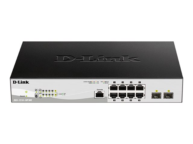D-Link DGS 1210-10P/ME - Switch - Managed - 8 x 10/100/1000 (PoE) + 2 x Gigabit SFP - rack-mountable - PoE (78 W)