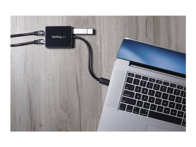 StarTech.com USB 3.0 to Dual Port Gigabit Ethernet Adapter w/ USB Port - 10/100/100 - USB Gigabit LAN Network NIC Adapter (USB32000SPT) - network adapter - USB 3.0 - 2 ports