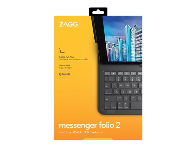 ZAGG Messenger Folio 2 - keyboard and folio case - QWERTY - UK - charcoal Input Device