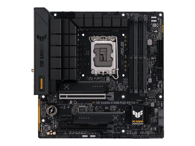 ASUS TUF GAMING B760M-PLUS WIFI D4 - Motherboard - micro ATX - LGA1700 Socket - B760 Chipset - USB 3.2 Gen 1, USB 3.2 Gen 2, USB-C 3.2 Gen 2x2 - 2.5 Gigabit LAN, Wi-Fi 6, Bluetooth - onboard graphics (CPU required) - HD Audio (8-channel)