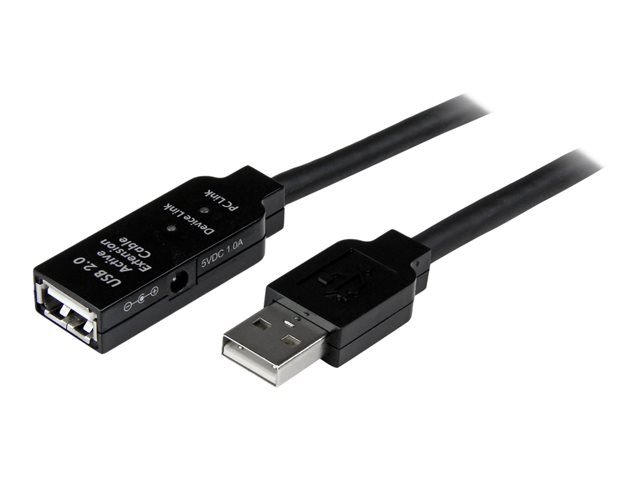StarTech.com 20m USB 2.0 Active Extension Cable - M/F - USB extension cable - USB (M) to USB (F) - USB 2.0 - 66 ft - active - black - USB2AAEXT20M - USB extension cable - USB to USB - 20 m