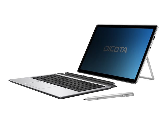 DICOTA Secret 2-Way Privacy Filter for HP Elite x2 1012. With this installed, the view directly in front is unaffected but it prevents unwanted eyes from seeing what you see. This model is a 2-way version which protects from most typical situations (left/