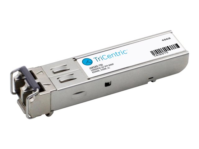 TriCentric - SFP (mini-GBIC) transceiver module (equivalent to: HP J4858D) - 1GbE - 1000Base-SX - LC multi-mode - up to 550 m - 850 nm - TAA Compliant - for HPE OfficeConnect 1820, HPE Aruba 6000 12, 6000 24, 6000 48, 6200F 12, 6200M 24, CX 8360