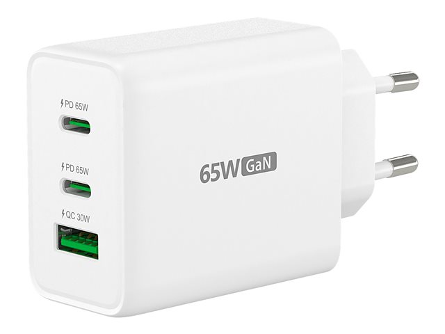65W GAN USB-C 3-PORT CHARGER EU WHITE