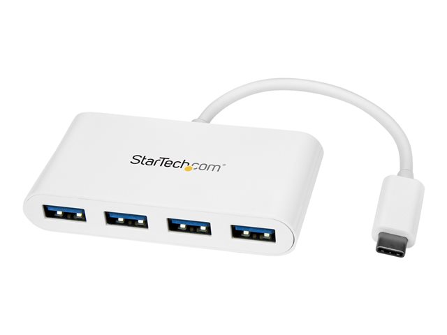 Startech 4 Port USB C Hub with 4x USB-A Ports (USB 3.0 SuperSpeed 5Gbps), USB Bus Powered, Portable/Laptop USB-C to USB-A Adapter Hub, USB 3.1 Gen 1/USB 3.2 Gen 1 Type-C Hub, White - Windows/macOS/Linux (HB30C4ABW) - Hub - 4 x SuperSpeed USB 3.0 - desktop