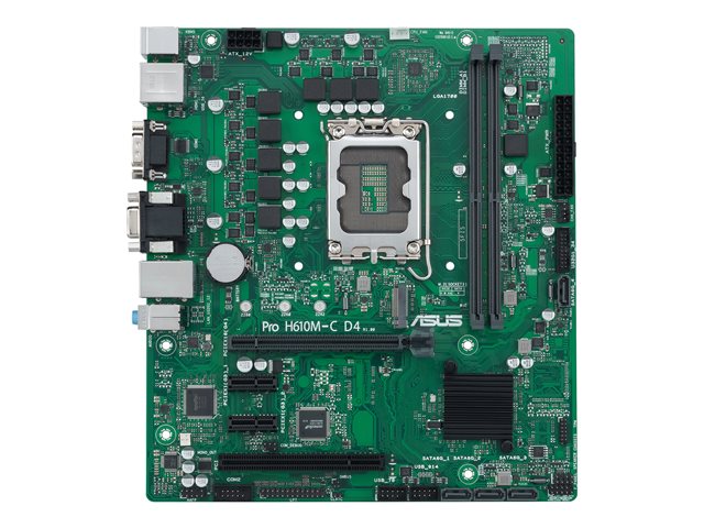 ASUS PRO H610M-C D4-CSM - Motherboard - micro ATX - LGA1700 Socket - H610 Chipset - USB 3.2 Gen 1 - Gigabit LAN - onboard graphics (CPU required) - HD Audio (8-channel)