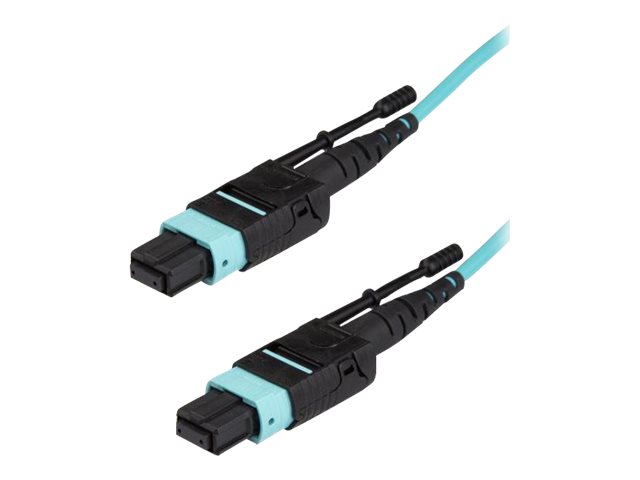 Startech MTP Fiber Optic Cable - 15 ft / 5m - OM3 - 40Gb - Push / Pull Tab - Plenum - MPO / MTP Connector - Fiber Patch Cable (MPO12PL5M) - Network cable - MTP/MPO multi-mode (F) push/pull to MTP/MPO multi-mode (F) push/pull - 5 m - 5 m - fibre optic - 50