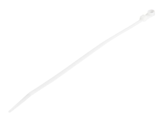 Startech 20cm(8") Cable Ties with Mounting Hole, 4mm(1/8") wide, 52mm(2") Bundle Diameter, 22kg(50lb) Tensile Strength, Nylon 66 Self Locking Ties with Screw Hole, UL Listed, 100 Pack - UL94 V-2 Rated - TAA (CBMZTS10N8) - Cable tie - 21.9 cm - white - TAA
