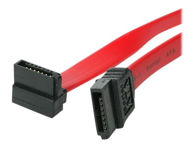StarTech 12in SATA to Right Angle SATA Serial ATA Cable - SATA cable - Serial ATA 150/300/600 - SATA (R) to SATA (R) - 30 cm - right-angled connector - red