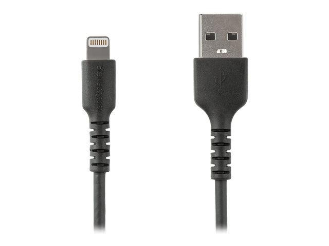 StarTech.com 3 ft(1m) Durable Black USB-A to Lightning Cable, Heavy Duty Rugged Aramid Fiber USB Type A to Lightning Charger/Sync Power Cord, Apple MFi Certified iPad/iPhone 12 Pro Max - iPhone 7/8/11/11 Pro - Lightning cable - USB male straight to Lightn