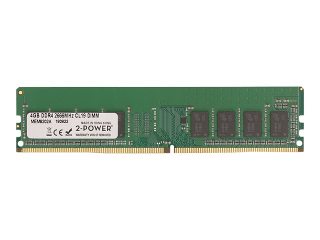 2-Power - DDR4 - module - 4 GB - DIMM 288-pin - 2666 MHz / PC4-21300 - CL19 - 1.2 V - unbuffered - non-ECC - for HP 280 G3, 280 G4, 280 G5, 285 G3, 290 G2, 290 G3, 290 G4, 295 G6, Desktop Pro 300 G6, Pro A G2, Pro A G3, EliteDesk 705 G5 (DIMM), 800 G5 (DI