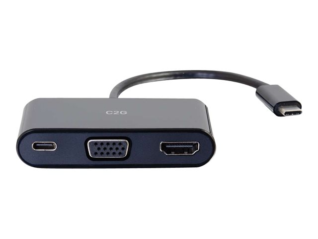 C2G USB-C to HDMI and VGA Adapter Converter with Power Delivery - docking station - USB-C / Thunderbolt 3 - VGA, HDMI