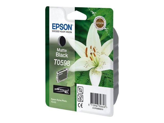 Epson Ink Cartridges, Ultrachrome K3, T0598, Lily, Singlepack, 1 x 13.0 ml Matte Black
