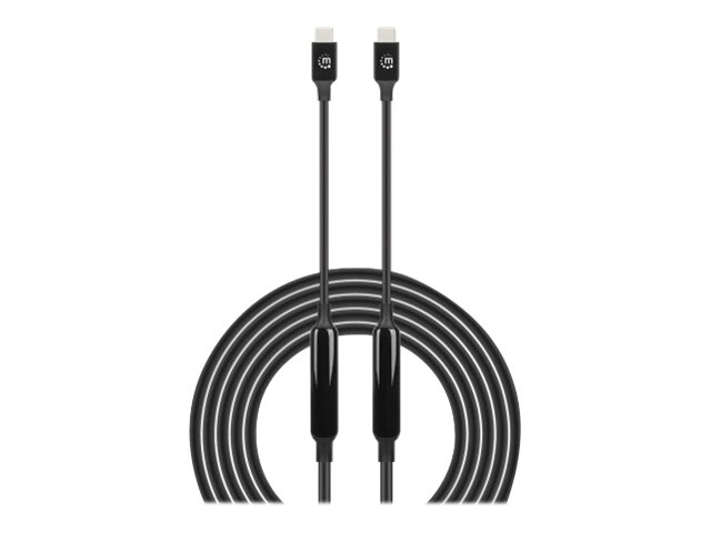 Manhattan USB-C to USB-C Cable, 3m, Active, Male to Male, Black, 10 Gbps (USB 3.2 Gen2 aka USB 3.1), 3A (fast charging), SuperSpeed+ USB, Lifetime Warranty, Polybag - USB-C cable - USB-C to USB-C - 3 m