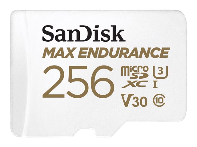 SanDisk Max Endurance - Flash memory card (microSDXC to SD adapter included) - 256 GB - Video Class V30 / UHS-I U3 / Class10 - microSDXC UHS-I