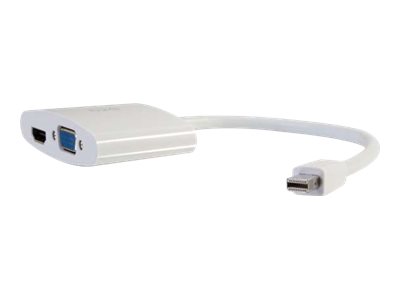 C2G 20cm Mini DisplayPort to HDMI or VGA Adapter Converter 4K UHD - White - adapter - DisplayPort / HDMI / VGA - 20.3 cm