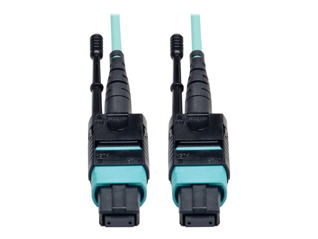 Eaton Tripp Lite Series MTP/MPO Patch Cable with Push/Pull Tabs, 12 Fiber, 40GbE, 40GBASE-SR4, OM3 Plenum-Rated - Aqua, 2M (6 ft.) - patch cable - 2 m - aqua