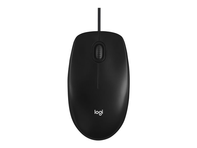 Logitech M100 - Mouse - full size - right and left-handed - optical - 3 buttons - wired - USB - black