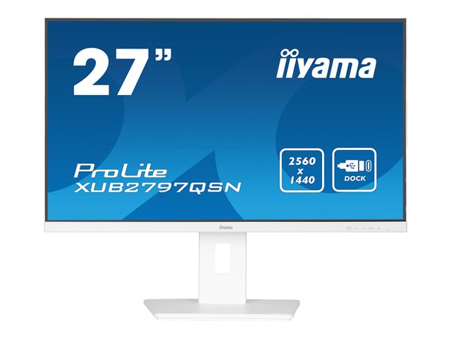 iiyama ProLite XUB2797QSN-W2 - LED monitor - 27" - 2560 x 1440 QHD @ 100 Hz - IPS - 300 cd/m² - 1300:1 - 1 ms - HDMI, DisplayPort, USB-C - speakers - white, matte