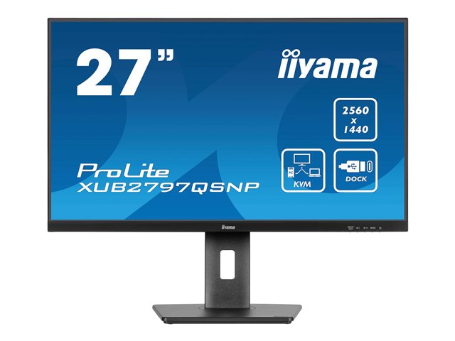 iiyama ProLite XUB2797QSNP-B1 - LED monitor - 27" - 2560 x 1440 WQHD @ 100 Hz - IPS - 300 cd/m² - 1300:1 - 1 ms - HDMI, DisplayPort - speakers - black, matte