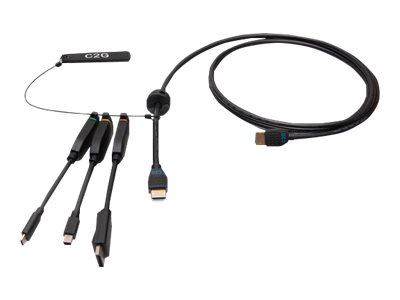 C2G 6ft (1.8m) 4K HDMI Premium Cable and Dongle Adapter Ring with Color Coded Mini DisplayPort, DisplayPort, and USB-C - video adapter kit - Mini DisplayPort / DisplayPort / HDMI / USB-C