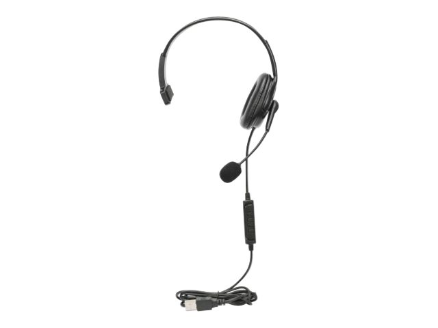 Manhattan Mono Over-Ear Headset (USB), Reversible Microphone Boom (padded), Retail Box Packaging, In-Line Volume/Mute Control, Padded Ear Cushion, USB-A for both sound and mic use, cable 2m, Three Year Warranty - headset
