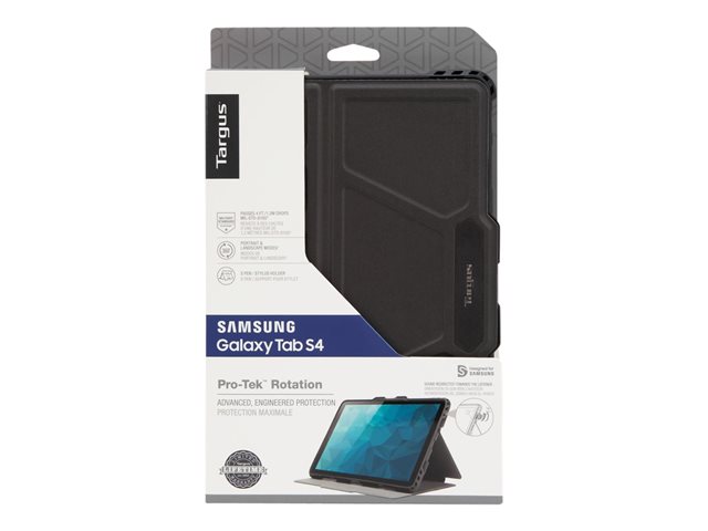 Targus Pro-Tek Rotating - Flip cover for tablet - rugged - polyurethane, faux leather - black - for Samsung Galaxy Tab S4 (10.5 in)