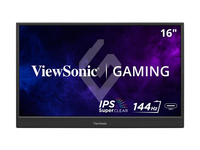 ViewSonic VX1654 - LED monitor - gaming - 16" (15.6" viewable) - portable - 1920 x 1080 Full HD (1080p) @ 144 Hz - 250 cd/m² - 800:1 - 4.67 ms - Mini HDMI, 2xUSB-C - speakers