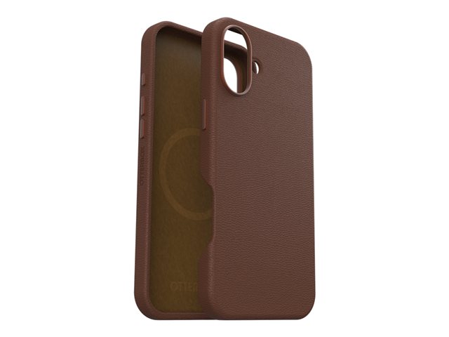 OtterBox Symmetry Series - Back cover for mobile phone - MagSafe compatibility - cactus leather, polyurethane - rich adobe (brown) - for Apple iPhone 16 Plus