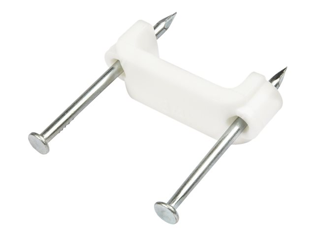 StarTech.com 100 Pack Cable Clips with Nails, Two Steel Nails, Reusable Nail-in Clamps, Brick/Drywall Cable Fasteners, Ethernet Cord/AV/Coax Cable, PE Plastic Mounting Cable Tacks, White - 1-1/8"(31mm) Nails/TAA (CBMDNMCC2) - cable clips with nails - TAA