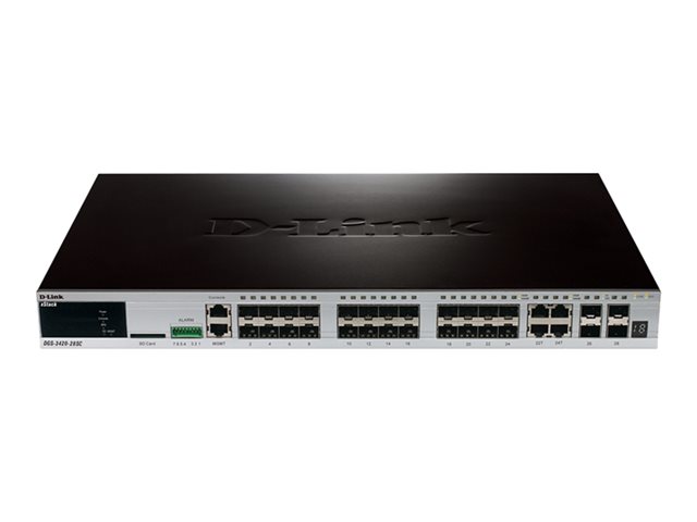 D-Link xStack 24-port SFP Layer 2+ Stackable Managed Gigabit Switch including 4-port Combo 1000BaseT/SFP plus 4 10GE SFP+