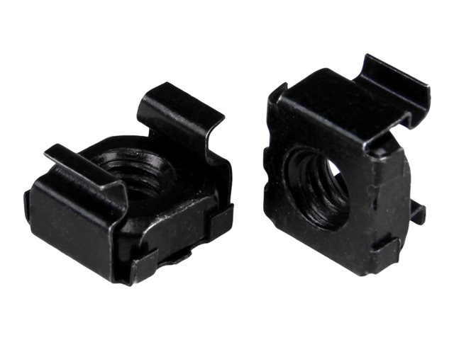 Startech M6 Cage Nuts - 50 Pack, Black - M6 Mounting Cage Nuts for Server Rack & Cabinet (CABCAGENUT6B) - Cage nuts - black (pack of 50) - for P/N: RACK-18U-20-WALL-OA, RACK-21U-20-WALL-OA, RACK-24U-20-WALL-OA, RK12OD2, RK3236BKF