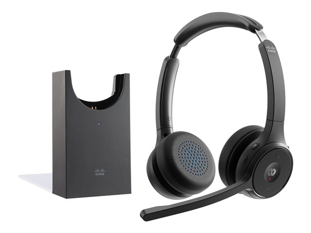 Cisco Headset 722 - Headset - on-ear - Bluetooth - wireless - carbon black - with charging stand - Cisco Webex Certified
