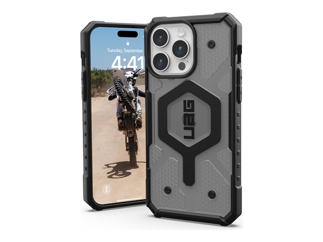 UAG Rugged Case for Apple iPhone 15 Pro Max [6.7in] - Pathfinder Clear Ice - Back cover for mobile phone - MagSafe compatibility - thermoplastic polyurethane (TPU) - ash black - for Apple iPhone 15 Pro Max