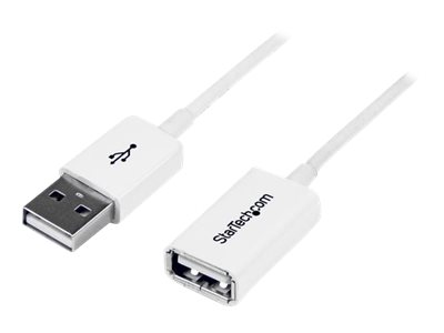 StarTech.com 2m White USB 2.0 Extension Cable Cord - A to A - USB Male to Female Cable - 1x USB A (M), 1x USB A (F) - White, 2 meter (USBEXTPAA2MW) - USB extension cable - USB to USB - 2 m
