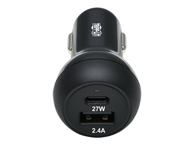 Tripp Lite USB Car Charger Dual-Port 39W Charging USB-C 27W, USB-A 12W car power adapter - USB, 24 pin USB-C - 39 Watt