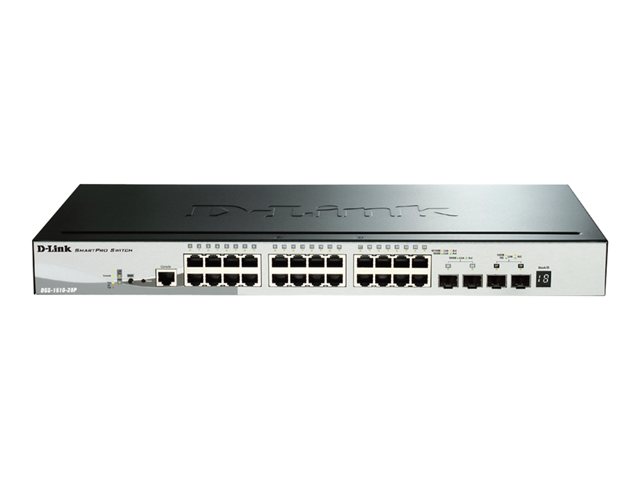 28-Port Gigabit Stackable SmartPro PoE Switch including 2 SFP ports and 2 x 10G SFP+ ports- 24 x 10/100/1000Mbps Auto-Negotiating Ports- 2 x Mini-GBIC SFP ports