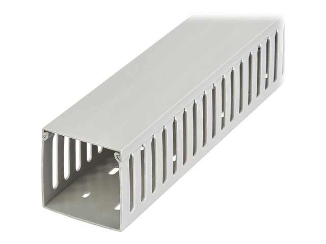 Startech Open Slot Cable Management Raceway with Cover, 3"(75mm)W x 3"(75mm)H, 6.5ft(2m) length, 1/4"(8mm) Slots, PVC Network Cable Hider/Wall Wire Duct, Max 200 Cables, UL Listed - UL94 V0, M1 Fire Rated (CBMWD7575) - Cable raceway - 2 m - grey - TAA Com