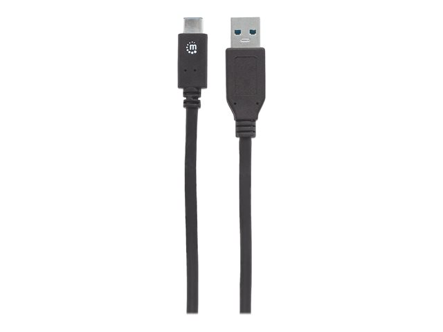 Manhattan USB-C to USB-A Cable, 50cm, Male to Male, Black, 10 Gbps (USB 3.2 Gen2 aka USB 3.1), 3A (fast charging), SuperSpeed+ USB, Lifetime Warranty, Polybag - USB-C cable - 24 pin USB-C to USB Type A - 50 cm