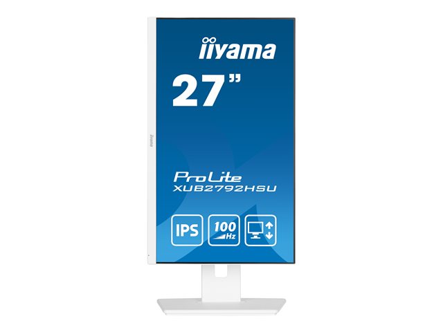 iiyama ProLite XUB2792HSU-W6 - LED monitor - 27" - 1920 x 1080 Full HD (1080p) @ 100 Hz - IPS - 250 cd/m² - 1300:1 - 0.4 ms - HDMI, DisplayPort - speakers - white, matte