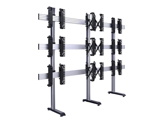 B-TECH System X BT8370 - stand - for 3x3 video wall - black with black column