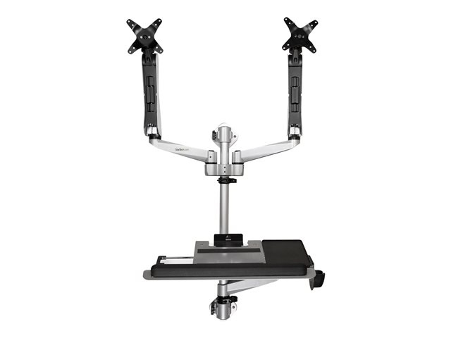 StarTech.com Wall Mount Workstation, Articulating Standing Desk w/ Ergonomic Height Adjustable Dual Monitor Arm & Keyboard Tray, 2x 30" VESA Displays, Foldable Wall Mounted Sit Stand Desk - Foldable Standing Desk (WALLSTSI2) - mounting kit - for 2 LCD dis