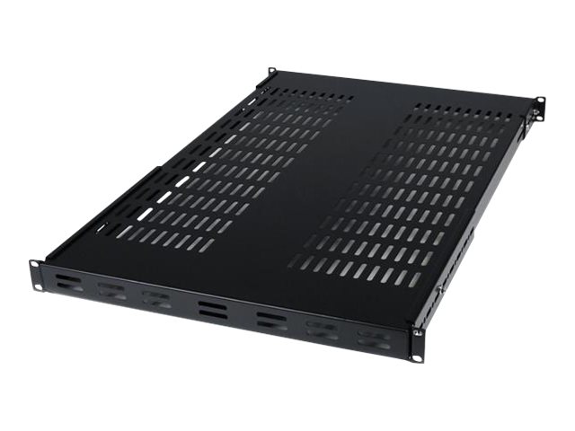 Startech 1U Adjustable Vented Server Rack Mount Shelf - 175lbs - 19.5 to 38in Deep Universal Tray for 19" AV/ Network Equipment Rack (ADJSHELF) - Rack shelf - black - 1U - 19" - for P/N: CABSCRWS1224, RK1536BKF, RK1836BKF, RK3236BKF, RK4236BKB, RK4242BK24