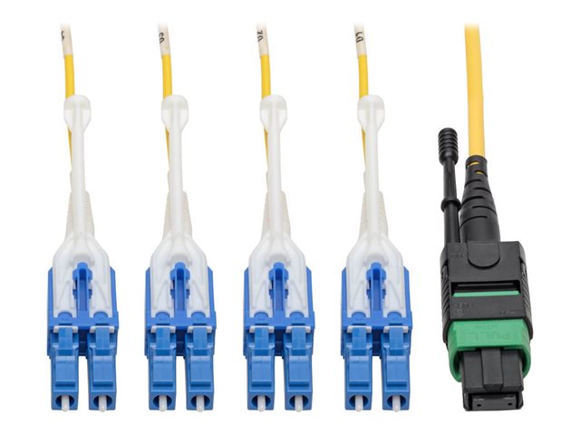 Eaton Tripp Lite Series MTP/MPO (APC) to 4xLC (UPC) Singlemode Breakout Patch Cable, 40/100 GbE, QSFP+ 40GBASE-PLR4, Plenum, Yellow, 2 m (6.6 ft.) - patch cable - 2 m - yellow