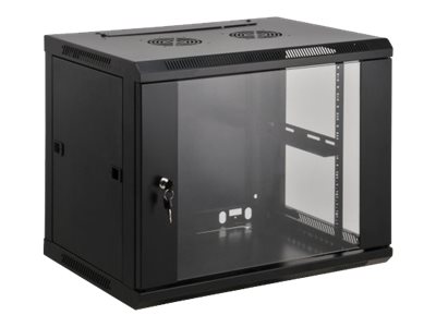 Intellinet Network Cabinet, Wall Mount (Standard), 6U, Usable Depth 350mm/Width 540mm, Black, Assembled, Max 60kg, Metal & Glass Door, Back Panel, Removeable Sides,Suitable also for use on desk or floor, 19",Parts for wall install (eg screws/rawl plugs) n