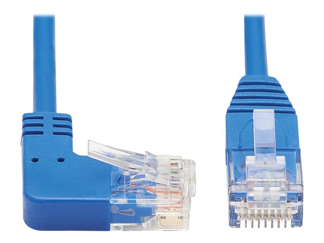 Eaton Tripp Lite Series Right-Angle Cat6 Gigabit Molded Slim UTP Ethernet Cable (RJ45 Right-Angle M to RJ45 M), Blue, 7 ft. (2.13 m) - patch cable - 2.13 m - blue