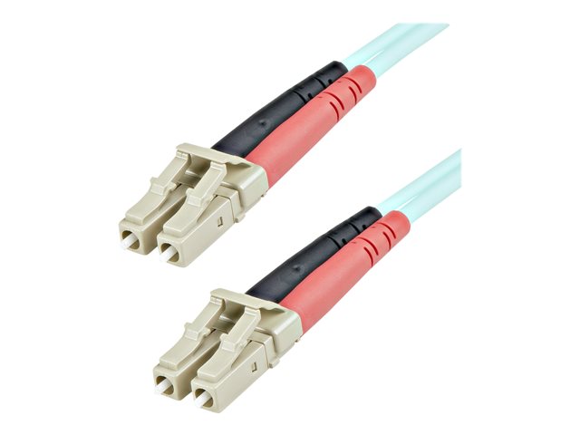StarTech.com 1m (3ft) LC/UPC to LC/UPC OM3 Multimode Fiber Optic Cable, Full Duplex 50/125µm Zipcord Fiber Cable, 100G Networks, LOMMF/VCSEL, <0.3dB Low Insertion Loss - LSZH Fiber Patch Cord - patch cable - 1 m - 1 m - aqua