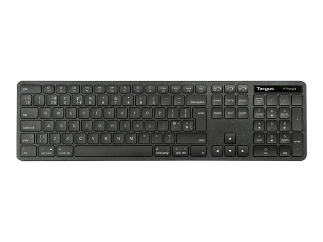 Targus EcoSmart - Keyboard - full size - antimicrobial - wireless - Bluetooth 5.0, 2.4 GHz - QWERTY - UK - black