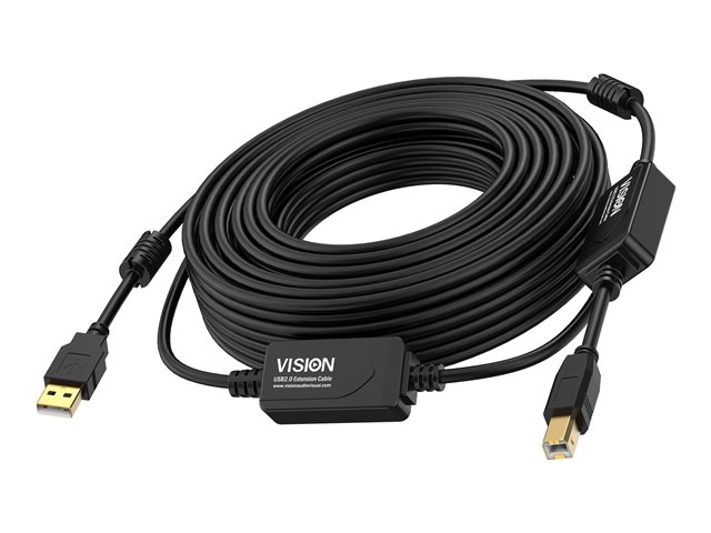 Vision - USB cable - USB (M) to USB Type B (M) - USB 2.0 - 10 m - active booster inline - black