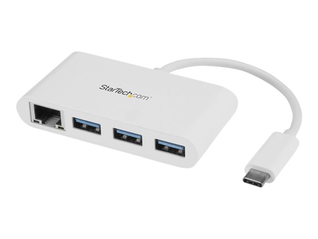 StarTech.com 3 Port USB C Hub w/ Gigabit Ethernet – USB Type C to 3 x USB-A – Multi Port USB 3.0 Hub for MacBook Pro (HB30C3A1GEA) - hub - 3 ports